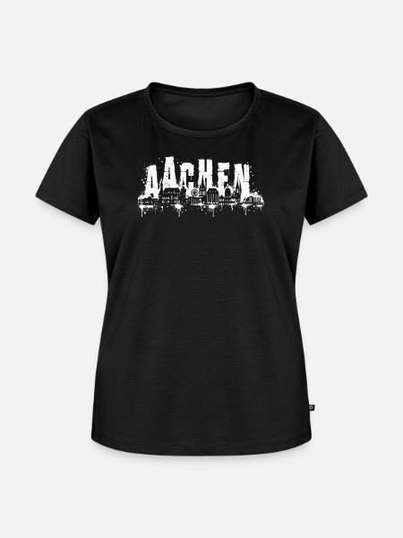 Aachen Skyline Graffiti Splatter - Frauen Premium Bio T-Shirt - Schwarz