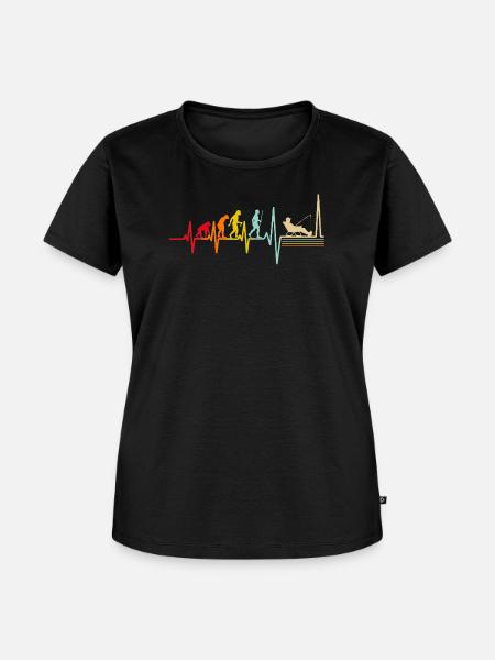 Evolution Fischer Herzschlag Retro - Frauen Premium Bio T-Shirt - Schwarz