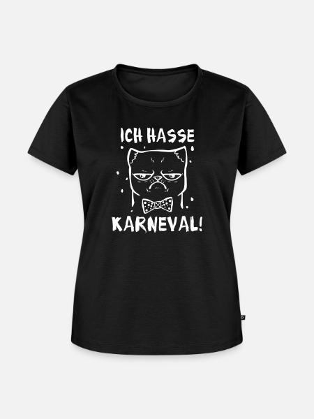 Katze Ich hasse Karneval - Frauen Premium Bio T-Shirt - Schwarz