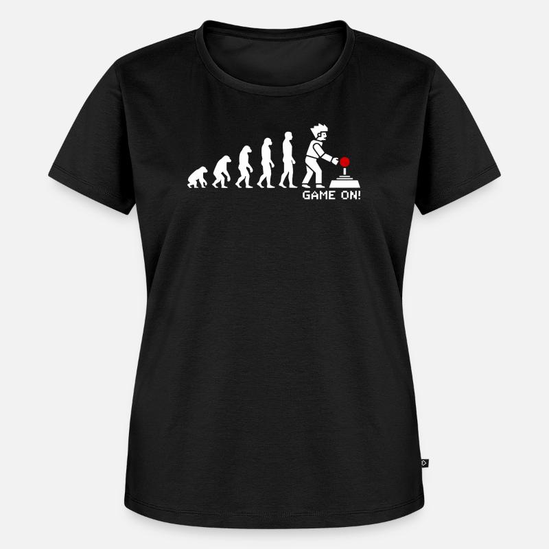 Game On Evolution: Gaming Button Gamer Nerd - Frauen Premium Bio T-Shirt - Schwarz