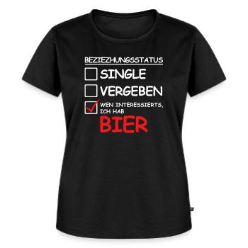 Wen interessierts ich hab Bier | lustige Sprüche - Frauen Premium Bio T-Shirt - Schwarz - Vorne - Selfina (174cm)