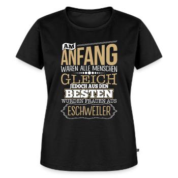 ESCHWEILER, wo die Besten Frauen herkommen - Frauen Premium Bio T-Shirt - Schwarz - Vorne - Selfina (174cm)