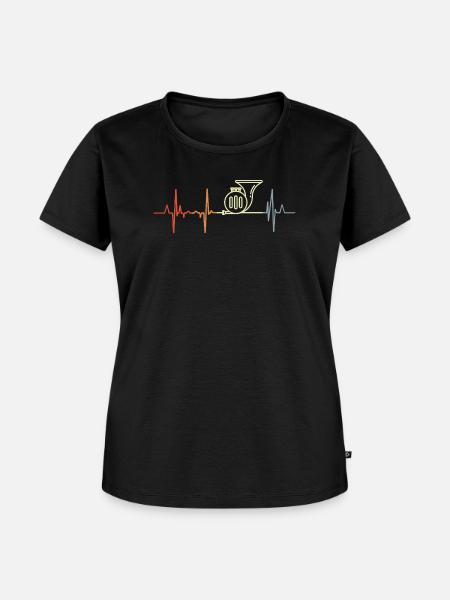 Herzschlag Waldhorn - Frauen Premium Bio T-Shirt - Schwarz