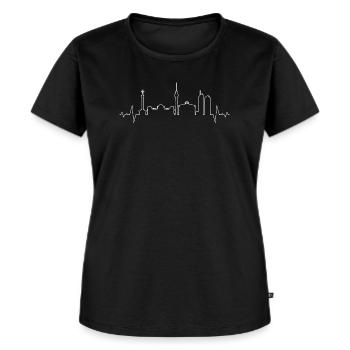 Urbane Skyline Linie Kunst - Frauen Premium Bio T-Shirt - Schwarz - Vorne - Selfina (174cm)