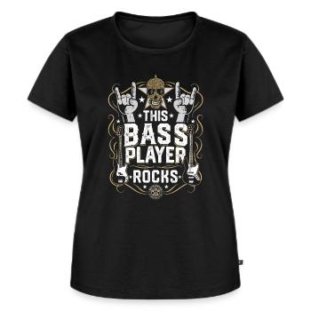 Ce cadeau de Rock Guitar Player Rocks pour bassiste - T-shirt Premium bio Femme - noir - Devant - Selfina (174cm)