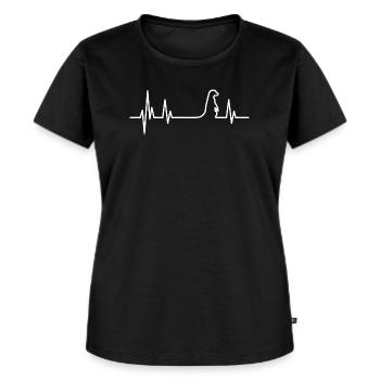 Erdmännchen Heartbeat weiss - Frauen Premium Bio T-Shirt - Schwarz - Vorne - Selfina (174cm)