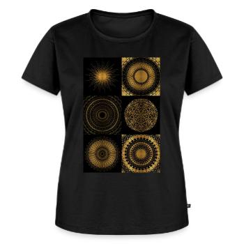 Goldene Mandala - Frauen Premium Bio T-Shirt - Schwarz - Vorne - Selfina (174cm)