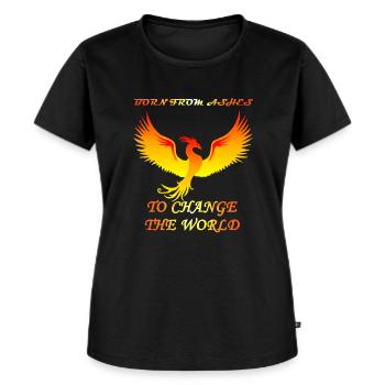 Phönix geboren aus Asche, um die Welt zu verändern - Frauen Premium Bio T-Shirt - Schwarz - Vorne - Selfina (174cm)