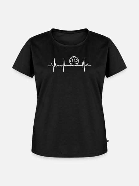 Herzschlag Volleyball - Frauen Premium Bio T-Shirt - Schwarz