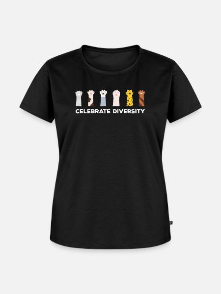 Celebrate Diversity Katzen Vielfalt Katzenpfoten  - Frauen Premium Bio T-Shirt - Schwarz