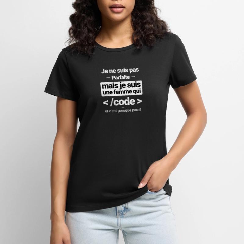 Femme qui code - Programmeur informatique T-shirt Premium bio Femme