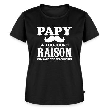 Papy Cadeau Humour Papou Humour - T-shirt Premium bio Femme - noir - Devant - Selfina (174cm)