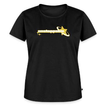 Design Astronaute Étoilé _ Yellow - T-shirt Premium bio Femme - noir - Devant - Selfina (174cm)