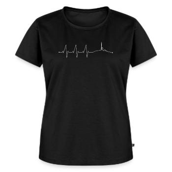 Mein Herz schlägt für den Harz - Brocken - Frauen Premium Bio T-Shirt - Schwarz - Vorne - Selfina (174cm)