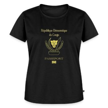 passeport congolais rdc - T-shirt Premium bio Femme - noir - Devant - Selfina (174cm)