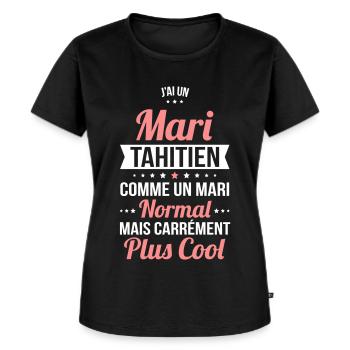 J'ai un mari Tahitien plus cool - T-shirt Premium bio Femme - noir - Devant - Selfina (174cm)