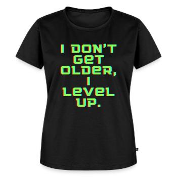 Level Up - Frauen Premium Bio T-Shirt - Schwarz - Vorne - Selfina (174cm)