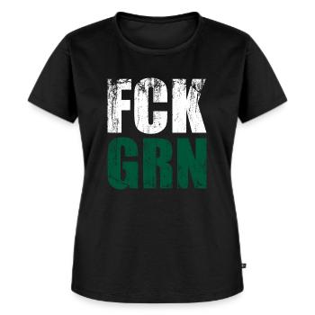 FCK GRN - Frauen Premium Bio T-Shirt - Schwarz - Vorne - Selfina (174cm)