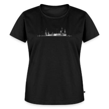 Urbane Skyline Puls Linie Kunst - Frauen Premium Bio T-Shirt - Schwarz - Vorne - Selfina (174cm)
