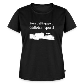 Mein Lieblingssport Gülletransport Landwirtschaft - Frauen Premium Bio T-Shirt - Schwarz - Vorne - Selfina (174cm)