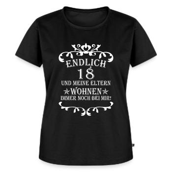 ENDLICH 18 - Frauen Premium Bio T-Shirt - Schwarz - Vorne - Selfina (174cm)