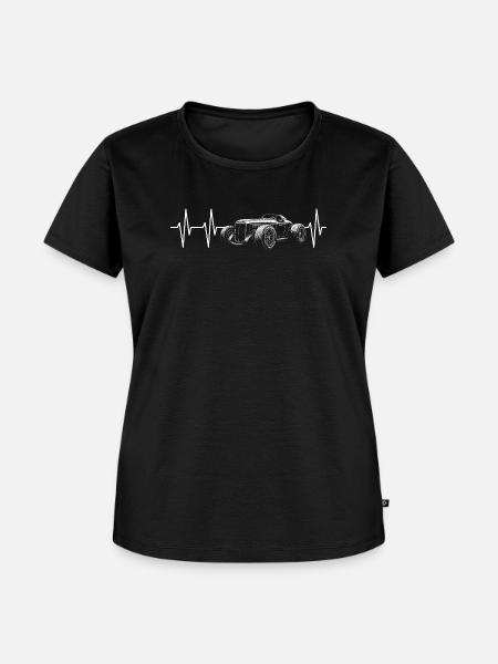 Oldtimer Herzschlag Retro Car - Frauen Premium Bio T-Shirt - Schwarz