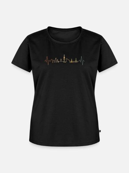 Hamburg Skyline Herzschlag - Frauen Premium Bio T-Shirt - Schwarz