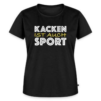 Kacken ist auch sport | lustige Sprüche, Fun - Frauen Premium Bio T-Shirt - Schwarz - Vorne - Selfina (174cm)