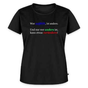 Wer auffällt ist anders! - Frauen Premium Bio T-Shirt - Schwarz - Vorne - Selfina (174cm)