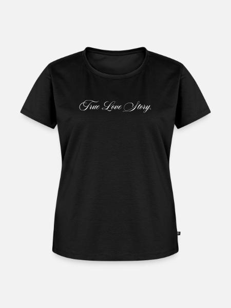 True Love Story Schriftzug - Frauen Premium Bio T-Shirt - Schwarz
