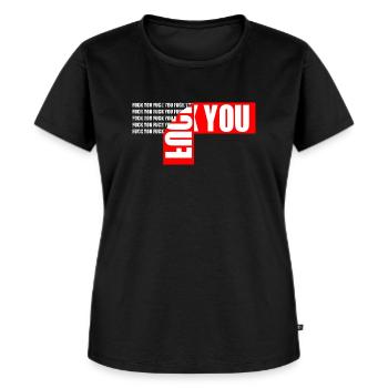 FUCK YOU sticker los met achtergrondontwerp - Vrouwen Premium Bio T-shirt - zwart - Voor - Selfina (174cm)
