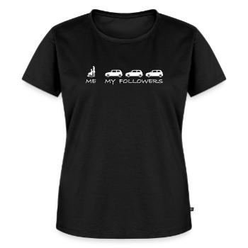 Ich und meine Follower | Rollstuhl, lustige Bilder - Frauen Premium Bio T-Shirt - Schwarz - Vorne - Selfina (174cm)