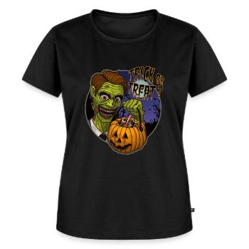 Trick or Treat - T-shirt Premium bio Femme - noir - Devant - Selfina (174cm)