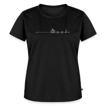 Herzschlag-Kaffee - Frauen Premium Bio T-Shirt - Schwarz - Vorne - Selfina (174cm)