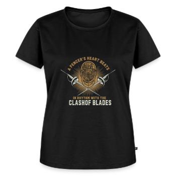 A fencer’s heart beats in rhythm with the clash of - Women's Premium Organic T-shirt - black - Front - Selfina (174cm)