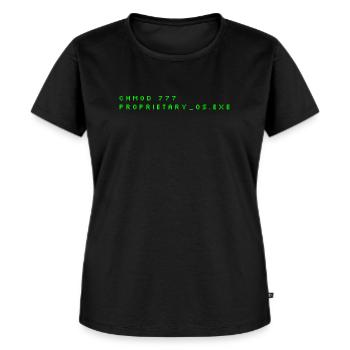 chmod 777 proprietary_os.exe - Humor-Geek-T-Shirt - Frauen Premium Bio T-Shirt - Schwarz - Vorne - Selfina (174cm)