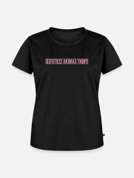 Front Camera Certfied pink - Frauen Premium Bio T-Shirt - Schwarz
