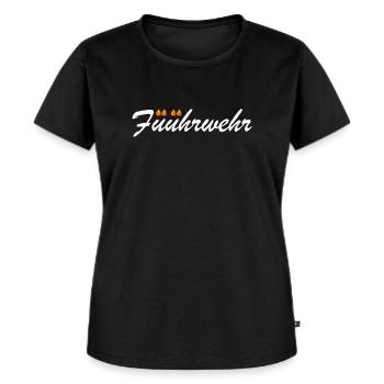 Füührwehr | Feuerwehr, Schweiz, Schweizerdeutsch - Frauen Premium Bio T-Shirt - Schwarz - Vorne - Selfina (174cm)