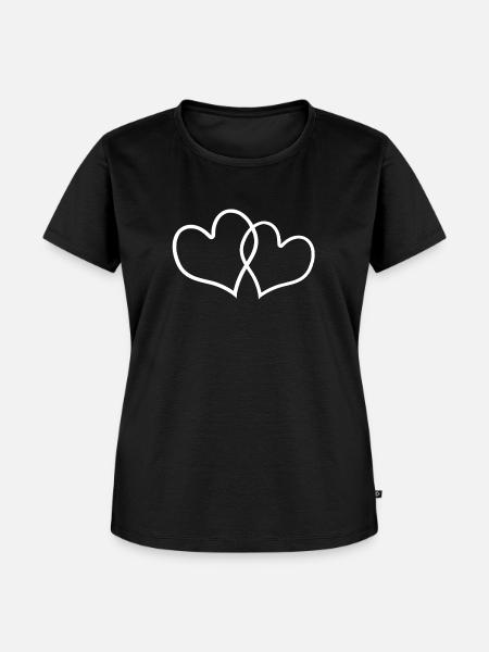 Herzen - Frauen Premium Bio T-Shirt - Schwarz
