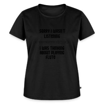 Orchestermusiker Lustiges Sprichwort Flötist - Frauen Premium Bio T-Shirt - Schwarz - Vorne - Selfina (174cm)