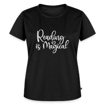 Reading Is Magical - Frauen Premium Bio T-Shirt - Schwarz - Vorne - Selfina (174cm)