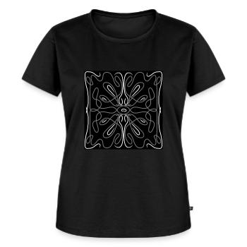 Motif symétrique gris et blanc - T-shirt Premium bio Femme - noir - Devant - Selfina (174cm)