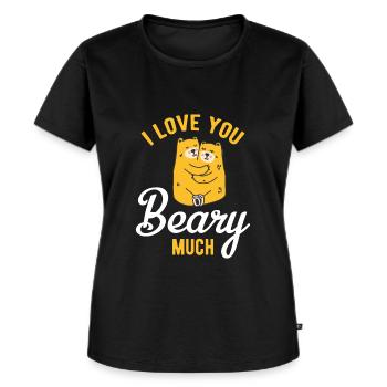 Paar Pärchen Partnerlook Design mit Bär Umarmng - Frauen Premium Bio T-Shirt - Schwarz - Vorne - Selfina (174cm)
