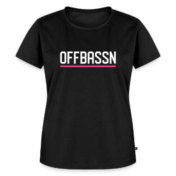 OFFBASSN | Dialekt | Sächsisch - Frauen Premium Bio T-Shirt - Schwarz - Vorne - Selfina (174cm)