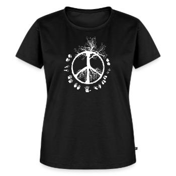 Vegan Tierschutz Tierrecht Lebensbaum Geschenk - Frauen Premium Bio T-Shirt - Schwarz - Vorne - Selfina (174cm)