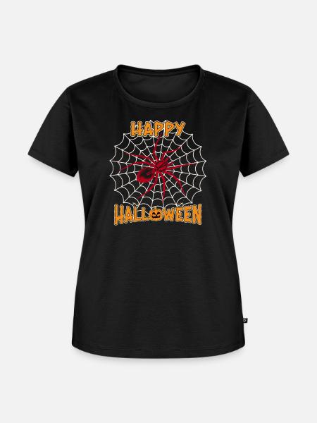 Halloween Spinne Herz Design - Frauen Premium Bio T-Shirt - Schwarz