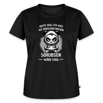 Heute will ich Menschen schubsen - Frauen Premium Bio T-Shirt - Schwarz - Vorne - Selfina (174cm)
