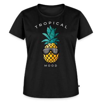 Tropische Ananas - Frauen Premium Bio T-Shirt - Schwarz - Vorne - Selfina (174cm)