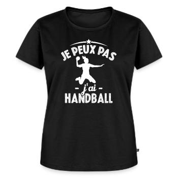 Je peux pas j'ai Handball - T-shirt Premium bio Femme - noir - Devant - Selfina (174cm)