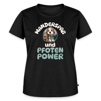 Wanderspaß und Pfotenpower - Wandern - Hunde - Frauen Premium Bio T-Shirt - Schwarz - Vorne - Selfina (174cm)
